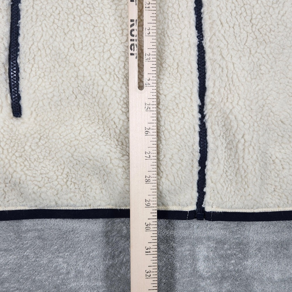 Polo Ralph Lauren Vest Mens 2XL White Sherpa Fleece Navy Yoke Outdoor Zip - Picture 9 of 11